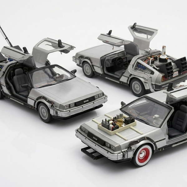 Pack x3 DeLorean Volver al Futuro Trilogía Welly 1:24