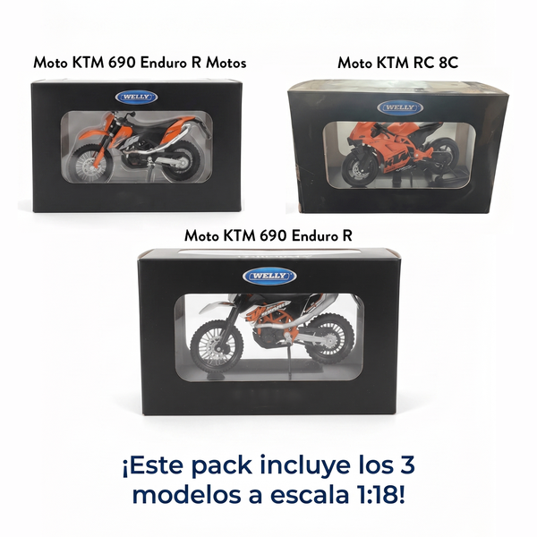 Pack x3 Motos KTM Welly Escala 1:18