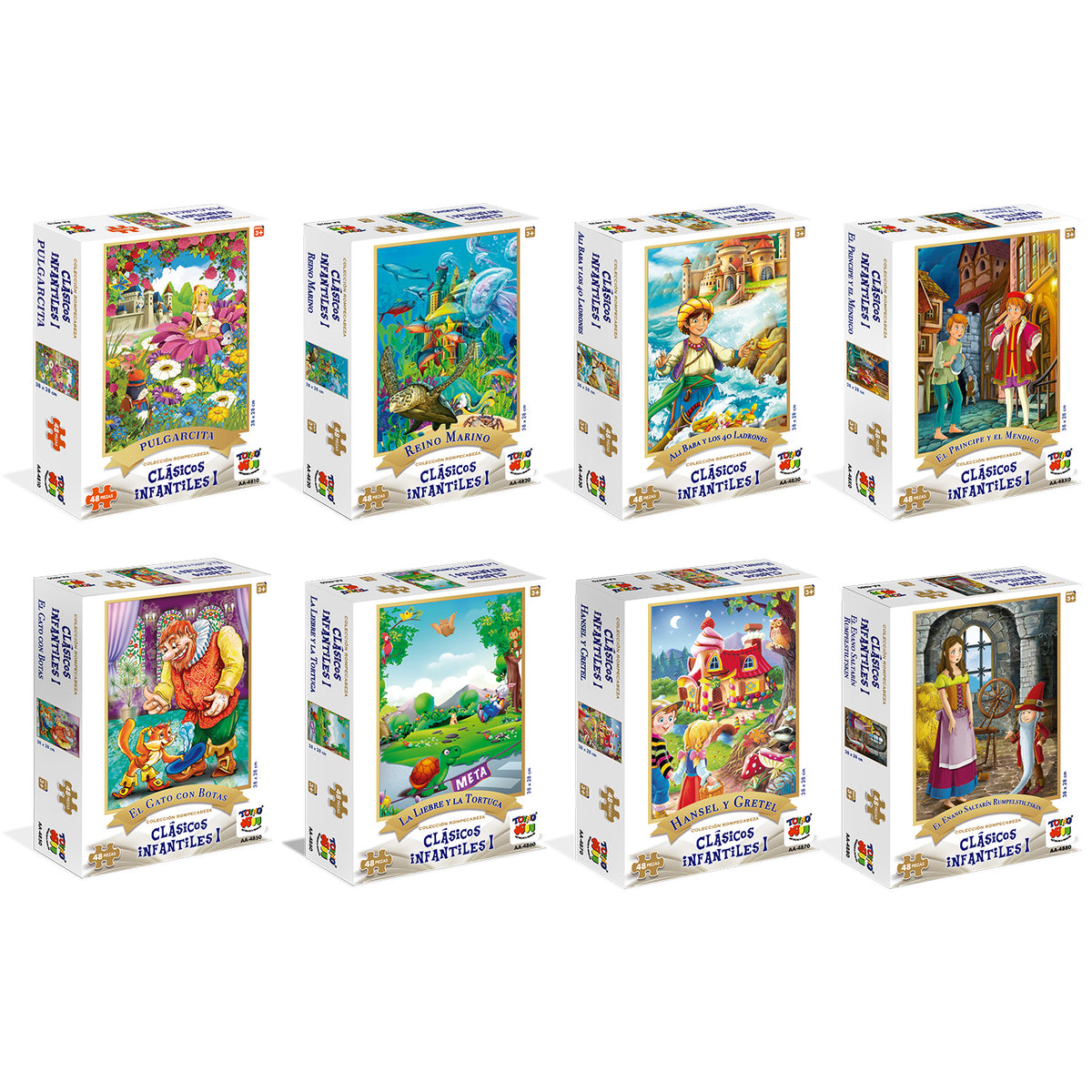 Pack 8 Puzzle De 48 Piezas Cuentos Clásicos