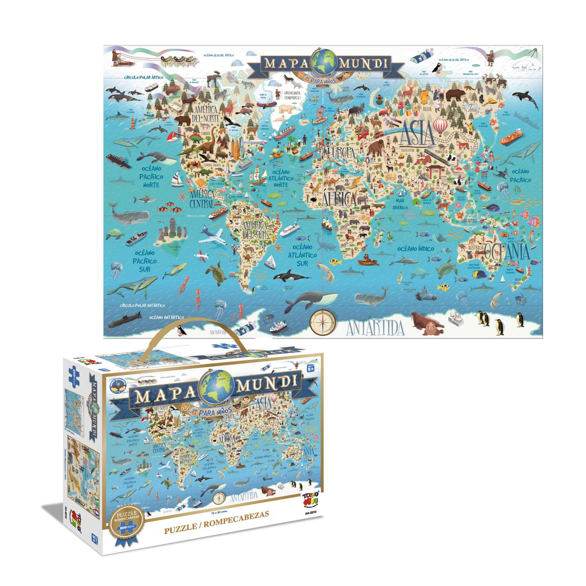Puzzle Mapamundi (200 Piezas) - Toyng - Toyng Chile